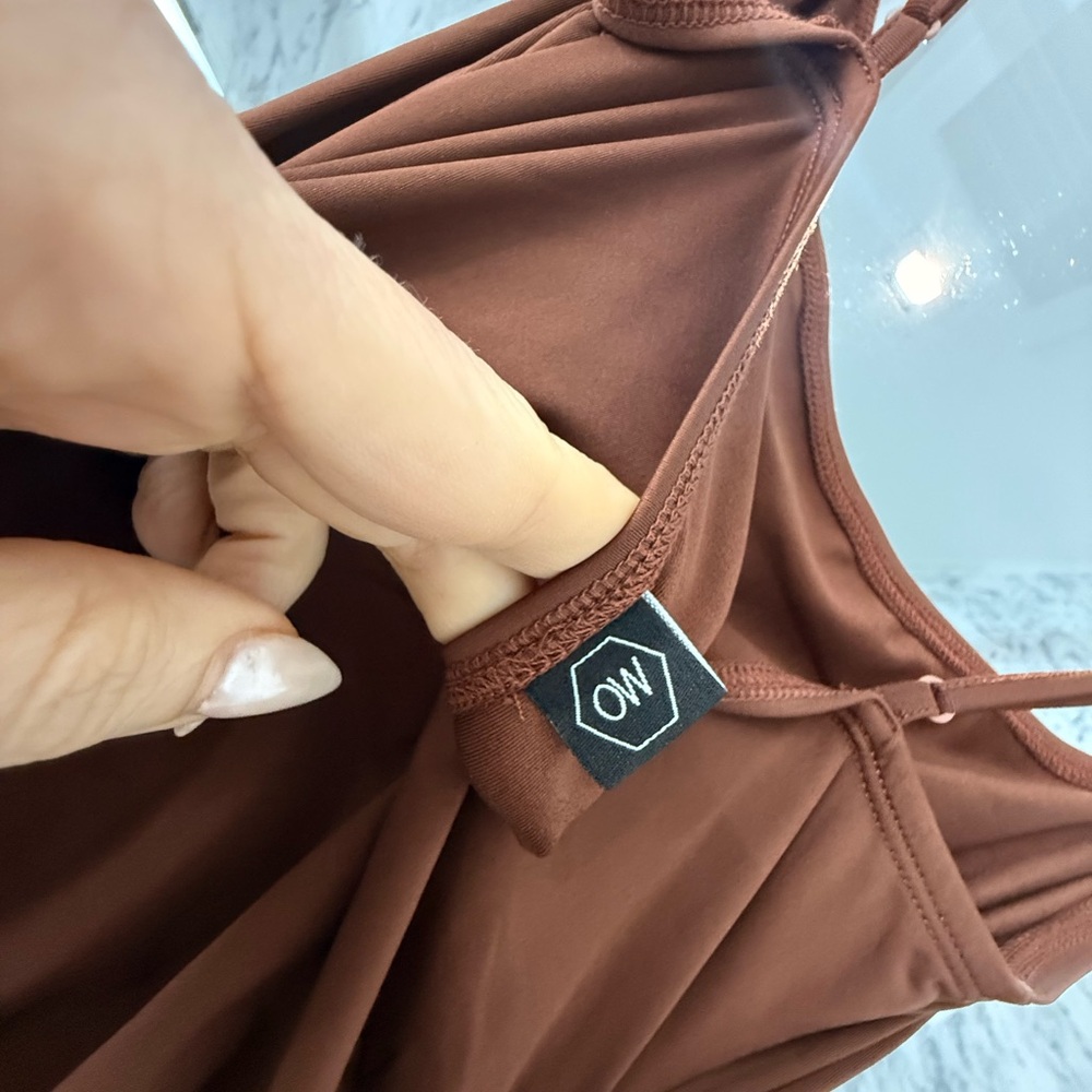 OW Collection Ezra Ruched Maxi Dress | Chocolate Brown | Size S - Picture 11 of 13